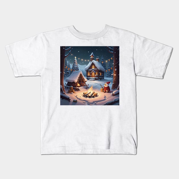 Christmas camp Kids T-Shirt by Virshan